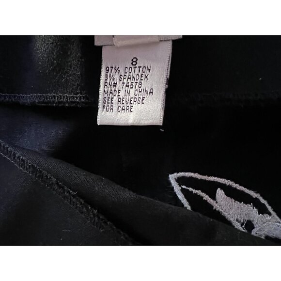 Vintage Caché ASYMMETRICAL Skirt Size 8 Black & White Fringe Floral Embroidery - Picture 9 of 16